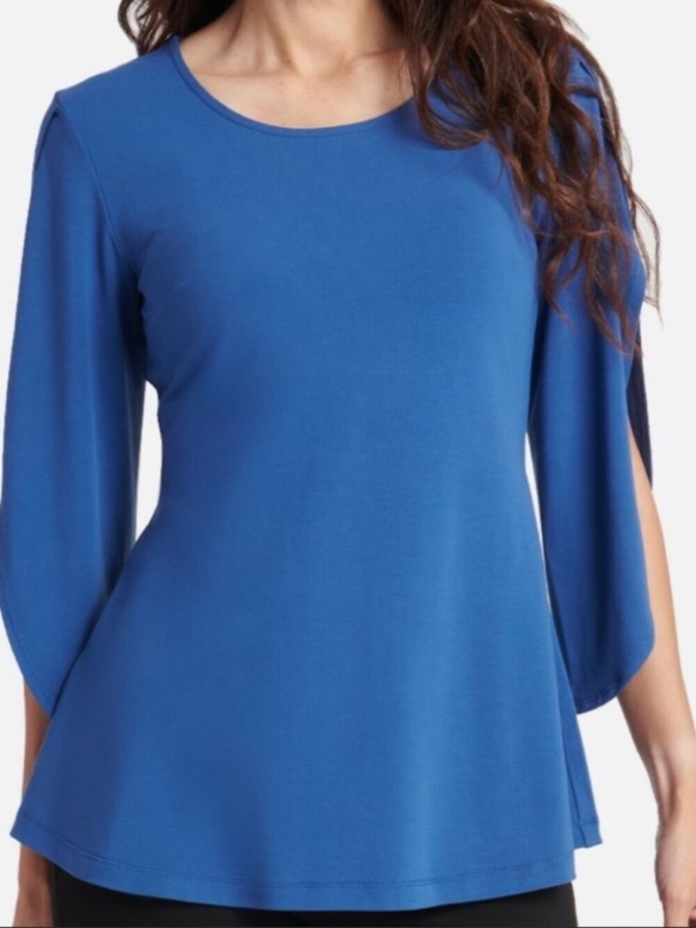 New Betabrand Samantha Athens Blue Slit Sleeve Tunic Top Blouse XXLarge